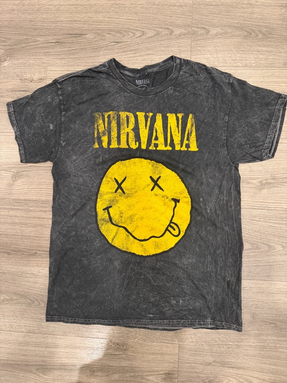 Distressed Tye Dye Nirvana Smiley Face Band Tee Shirt Men’s Size Large
